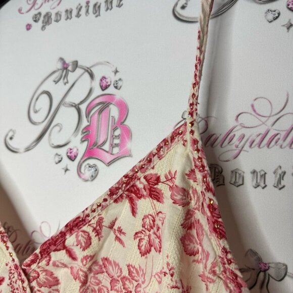 Addition Elle tank top sparkly embroidered beads floral flowers red cream cute - Picture 8 of 13